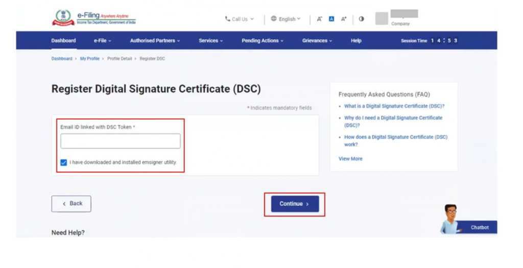 Enter email ID linked with DSC token and confirm utility installation